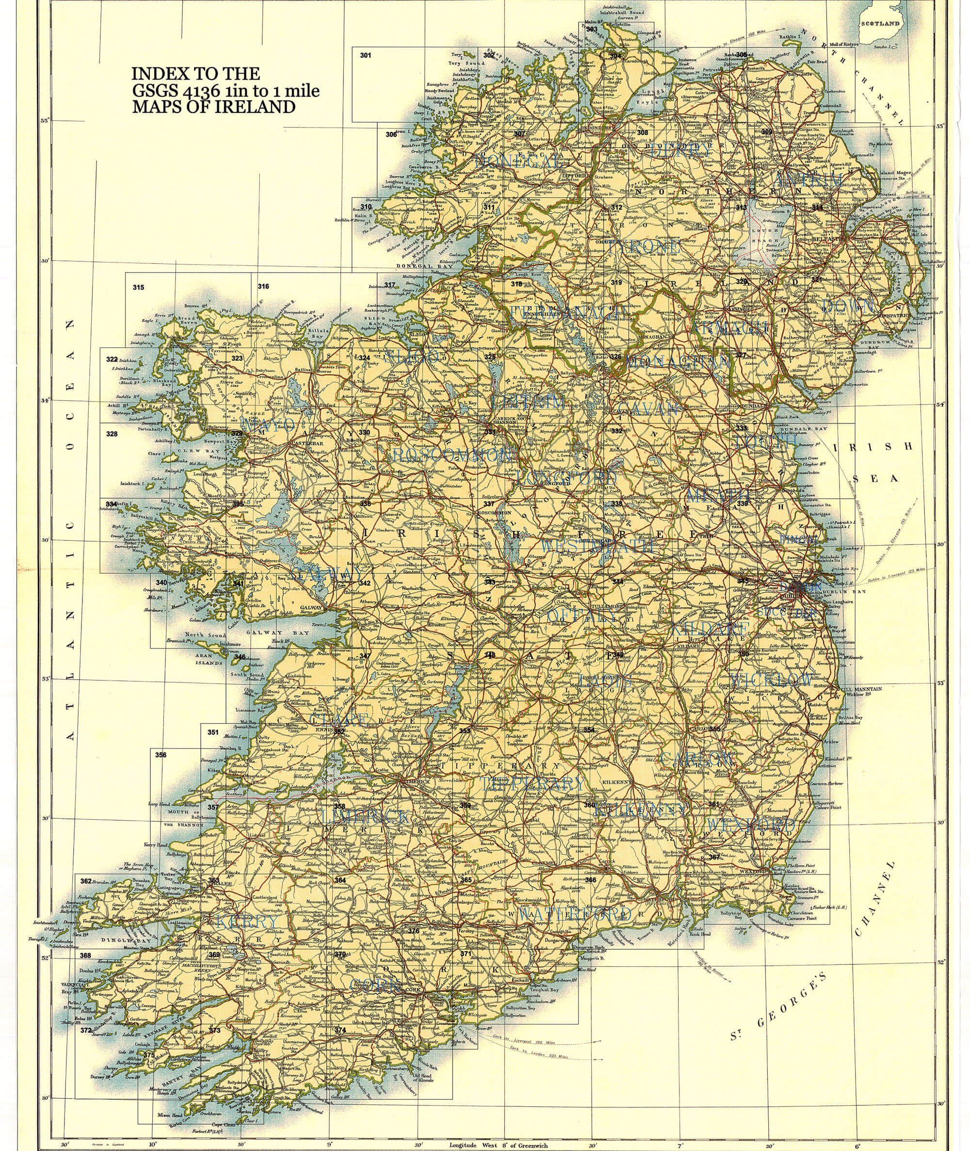 Ireland GSGS 4610 Topographic Maps1in to one mile Part 2 North Sheets ...