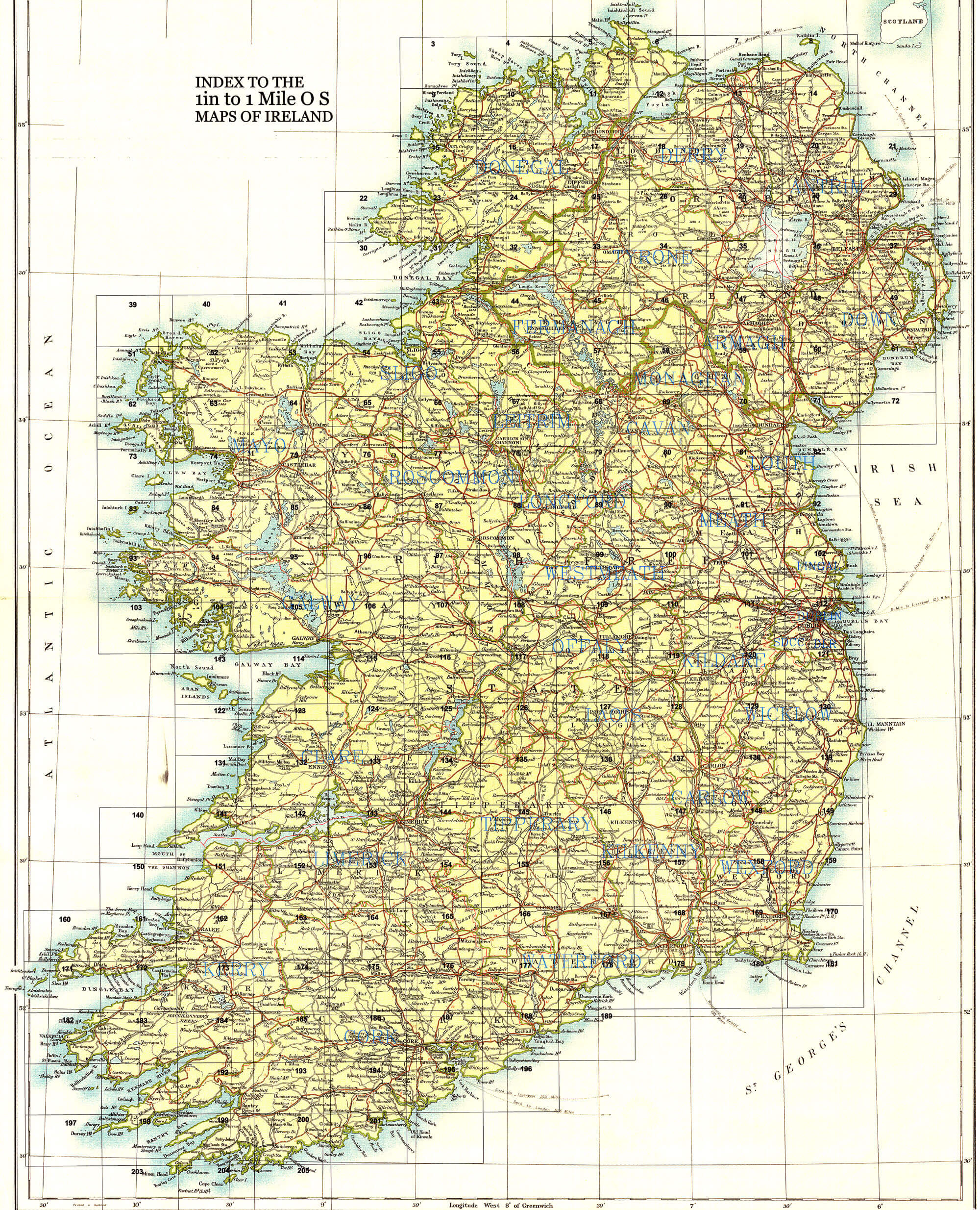 Ireland 1in to one mile Topographic Geological 1859-1890 Part 4 Sheets ...